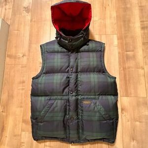 Vintage Polo Ralph Lauren & Co Plaid Tartan Goose Down‎ Vest Size M Puffy